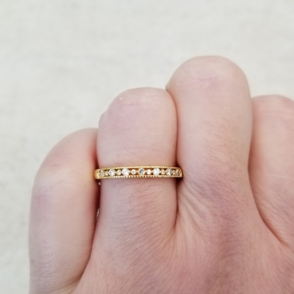 Delicate 18k Channel Set Band - Picture 7 of 9